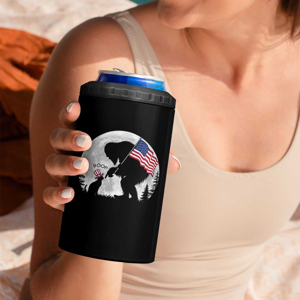 Bigfoot Boop Cat Moon 4 in 1 Can Cooler Tumbler Funny Sasquatch Meme 4th of July