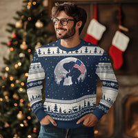 Bigfoot Boop Cat Moon Ugly Christmas Sweater Funny Sasquatch Meme 4th of July