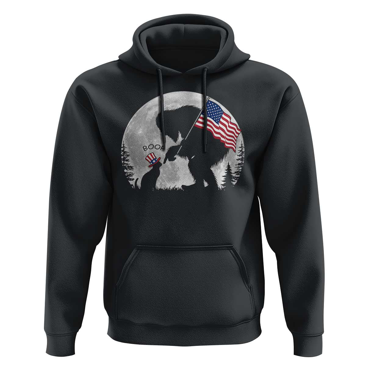 Bigfoot Boop Cat Moon Hoodie Funny Sasquatch Meme 4th of July