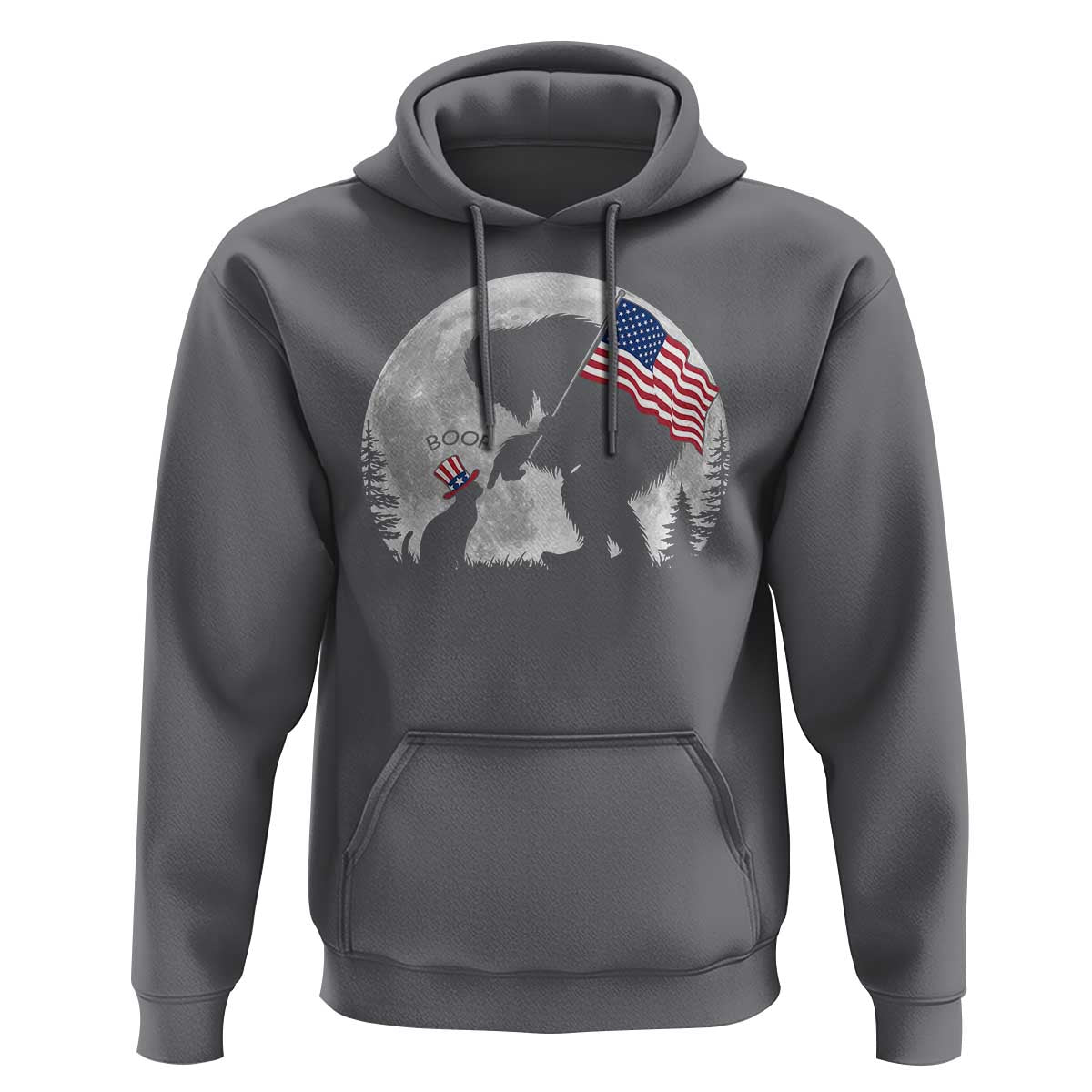 Bigfoot Boop Cat Moon Hoodie Funny Sasquatch Meme 4th of July