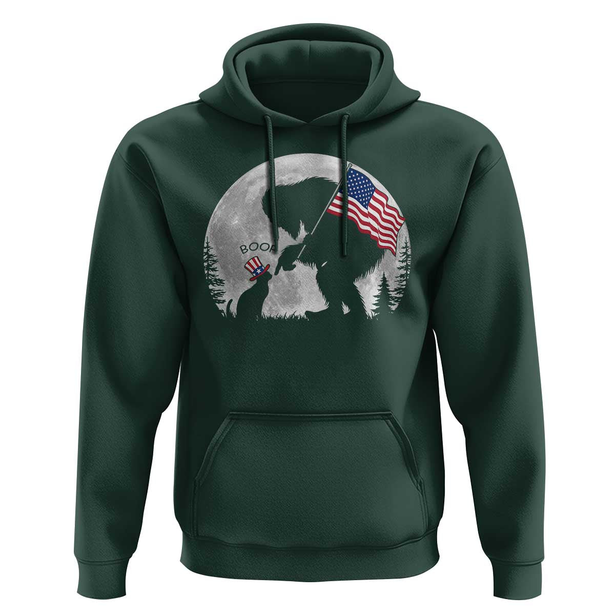 Bigfoot Boop Cat Moon Hoodie Funny Sasquatch Meme 4th of July