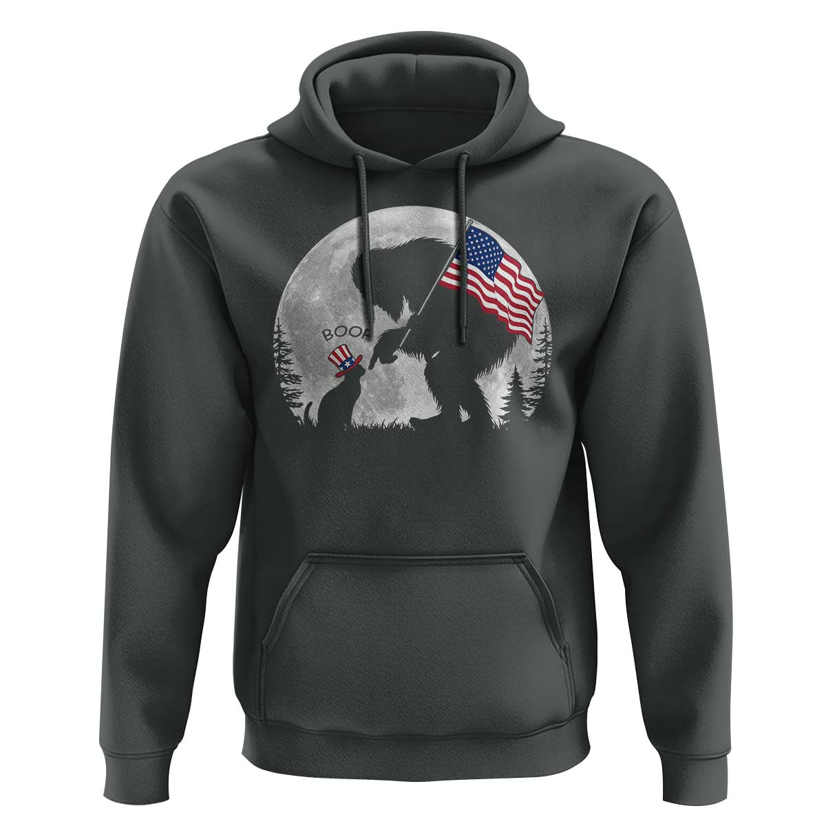 Bigfoot Boop Cat Moon Hoodie Funny Sasquatch Meme 4th of July