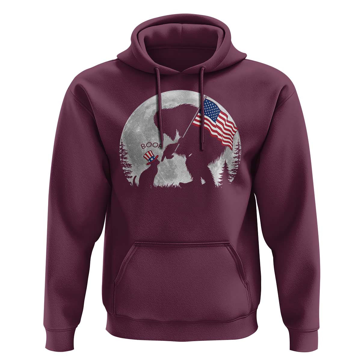 Bigfoot Boop Cat Moon Hoodie Funny Sasquatch Meme 4th of July