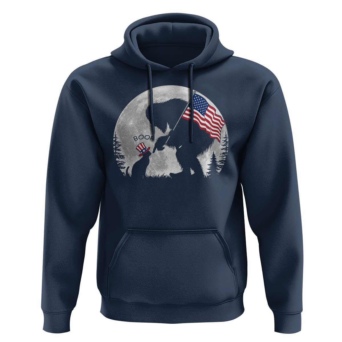 Bigfoot Boop Cat Moon Hoodie Funny Sasquatch Meme 4th of July