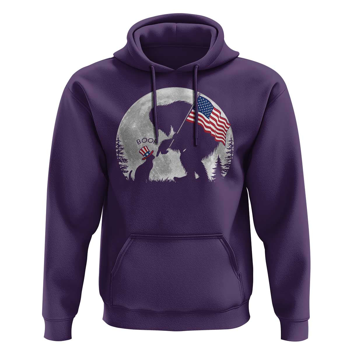 Bigfoot Boop Cat Moon Hoodie Funny Sasquatch Meme 4th of July