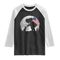Bigfoot Boop Cat Moon Raglan Shirt Funny Sasquatch Meme 4th of July