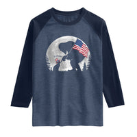 Bigfoot Boop Cat Moon Raglan Shirt Funny Sasquatch Meme 4th of July
