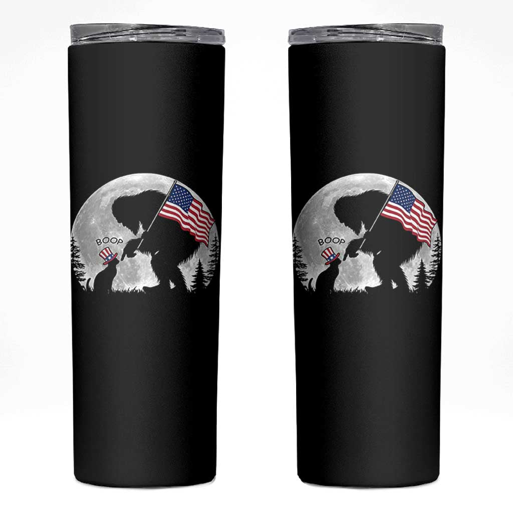 Bigfoot Boop Cat Moon Skinny Tumbler Funny Sasquatch Meme 4th of July