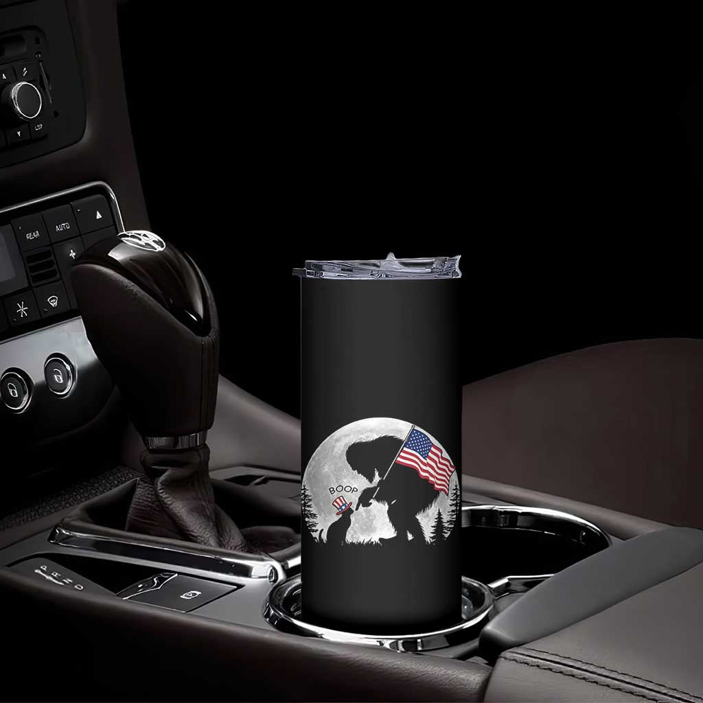 Bigfoot Boop Cat Moon Skinny Tumbler Funny Sasquatch Meme 4th of July