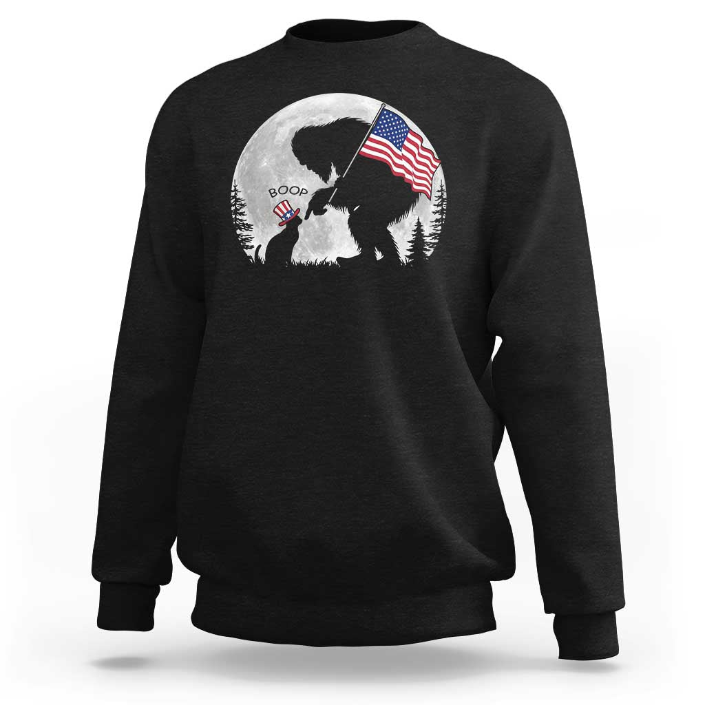 Bigfoot Boop Cat Moon Sweatshirt Funny Sasquatch Meme 4th of July