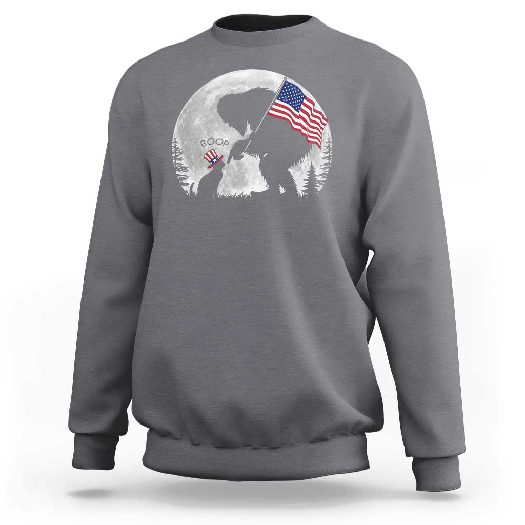 Bigfoot Boop Cat Moon Sweatshirt Funny Sasquatch Meme 4th of July