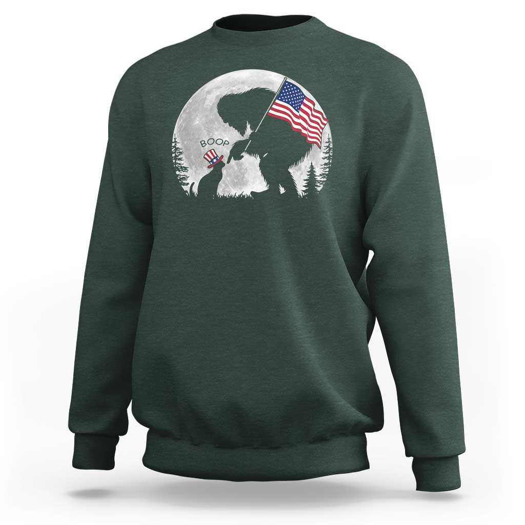 Bigfoot Boop Cat Moon Sweatshirt Funny Sasquatch Meme 4th of July