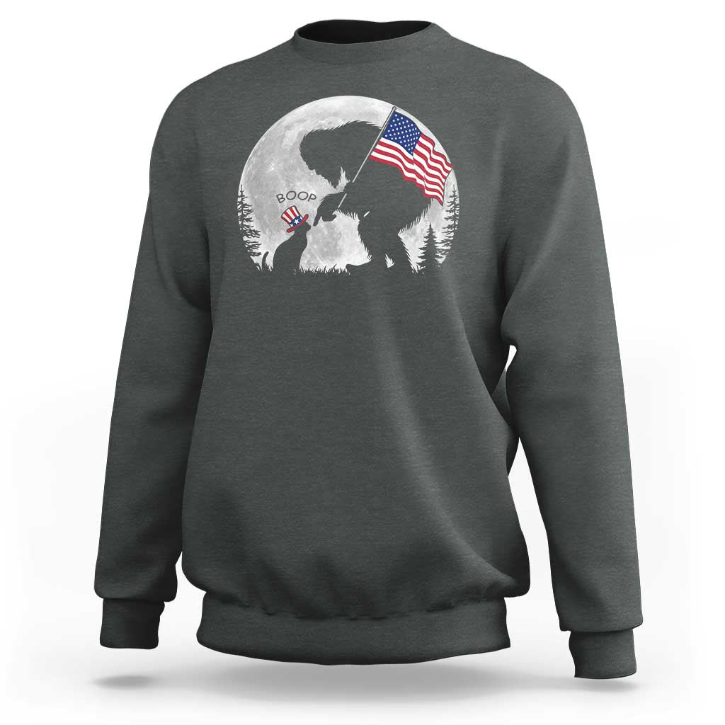 Bigfoot Boop Cat Moon Sweatshirt Funny Sasquatch Meme 4th of July