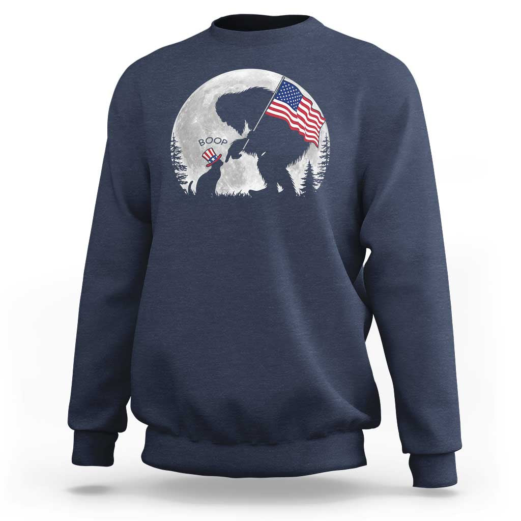Bigfoot Boop Cat Moon Sweatshirt Funny Sasquatch Meme 4th of July
