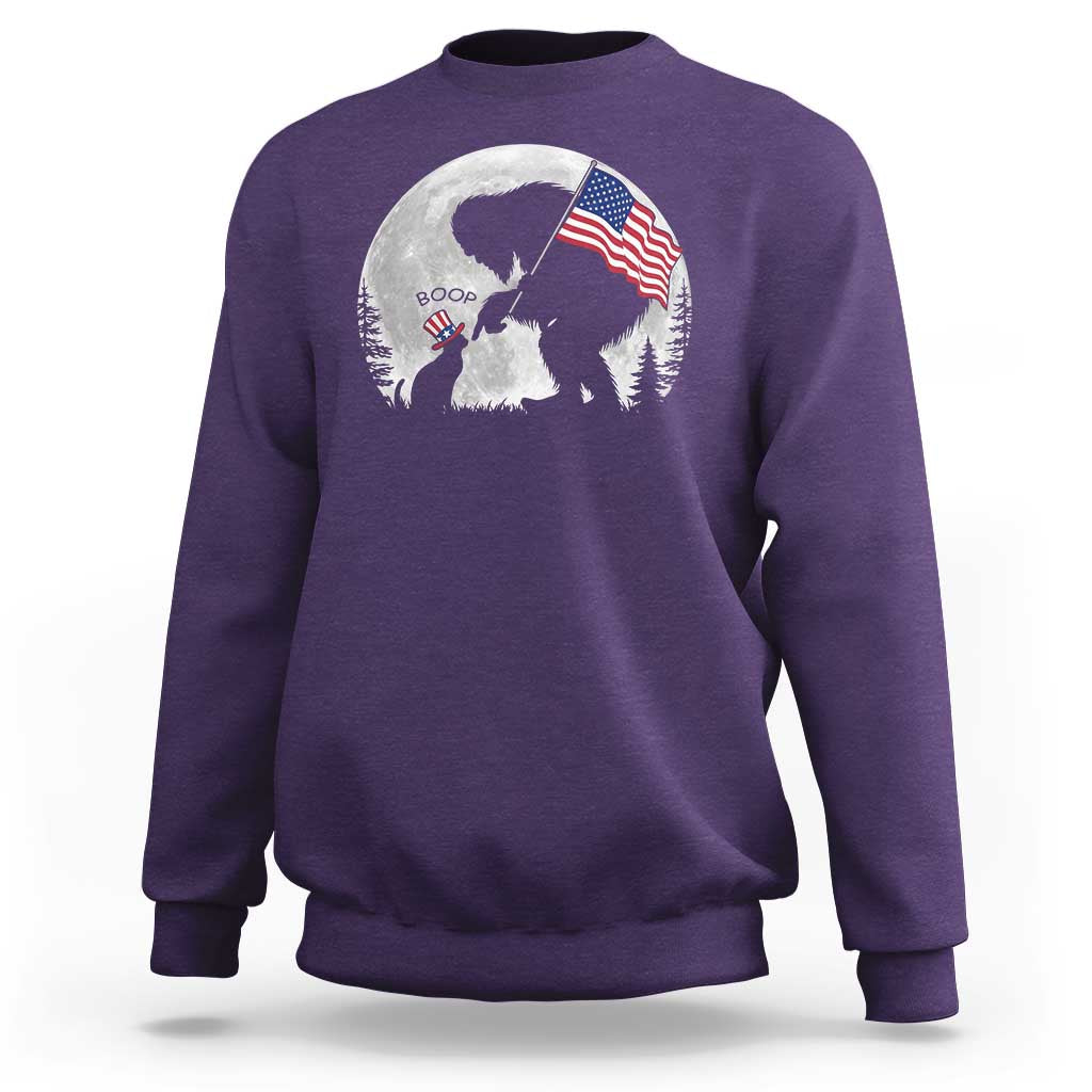 Bigfoot Boop Cat Moon Sweatshirt Funny Sasquatch Meme 4th of July