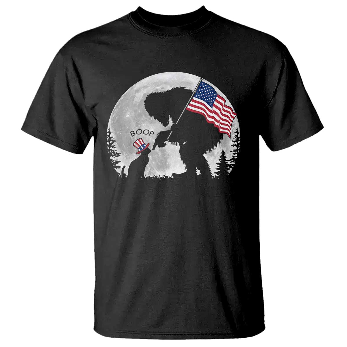 Bigfoot Boop Cat Moon T Shirt Funny Sasquatch Meme 4th of July