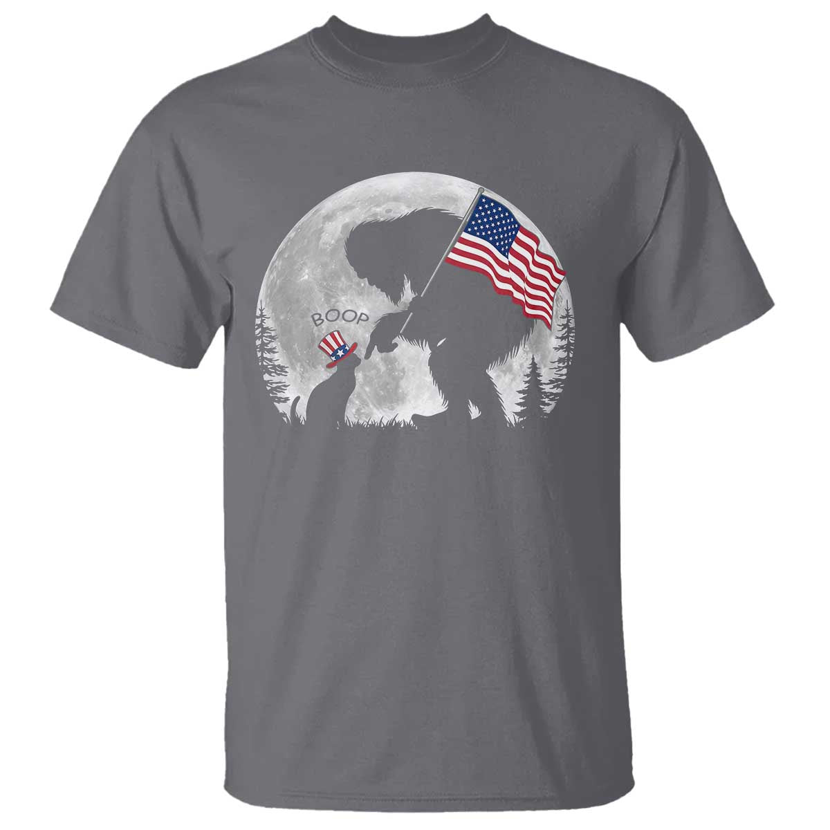 Bigfoot Boop Cat Moon T Shirt Funny Sasquatch Meme 4th of July