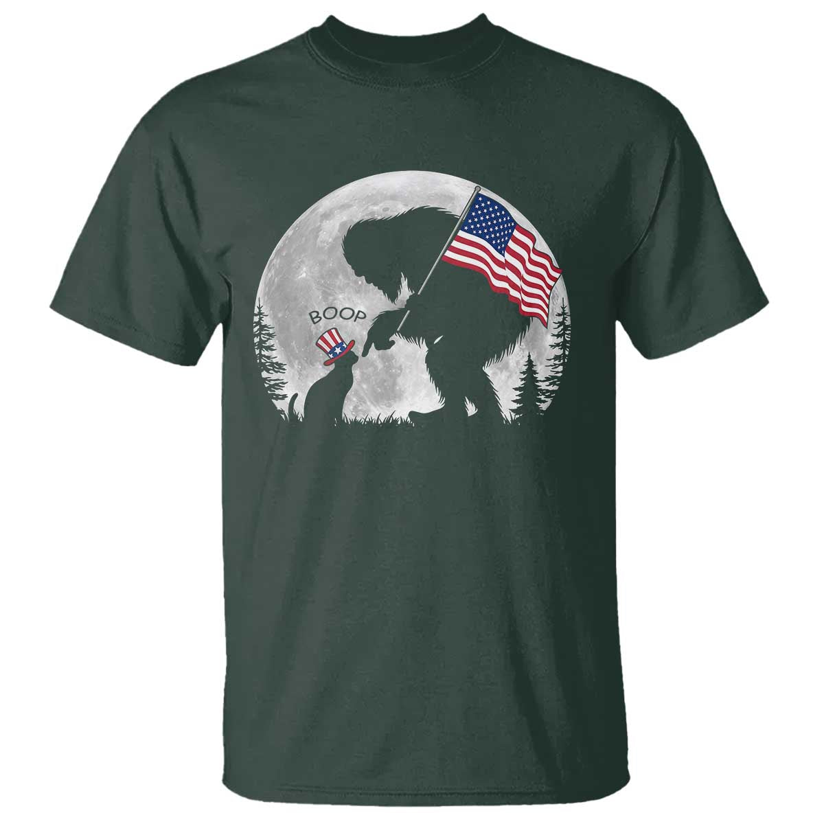 Bigfoot Boop Cat Moon T Shirt Funny Sasquatch Meme 4th of July
