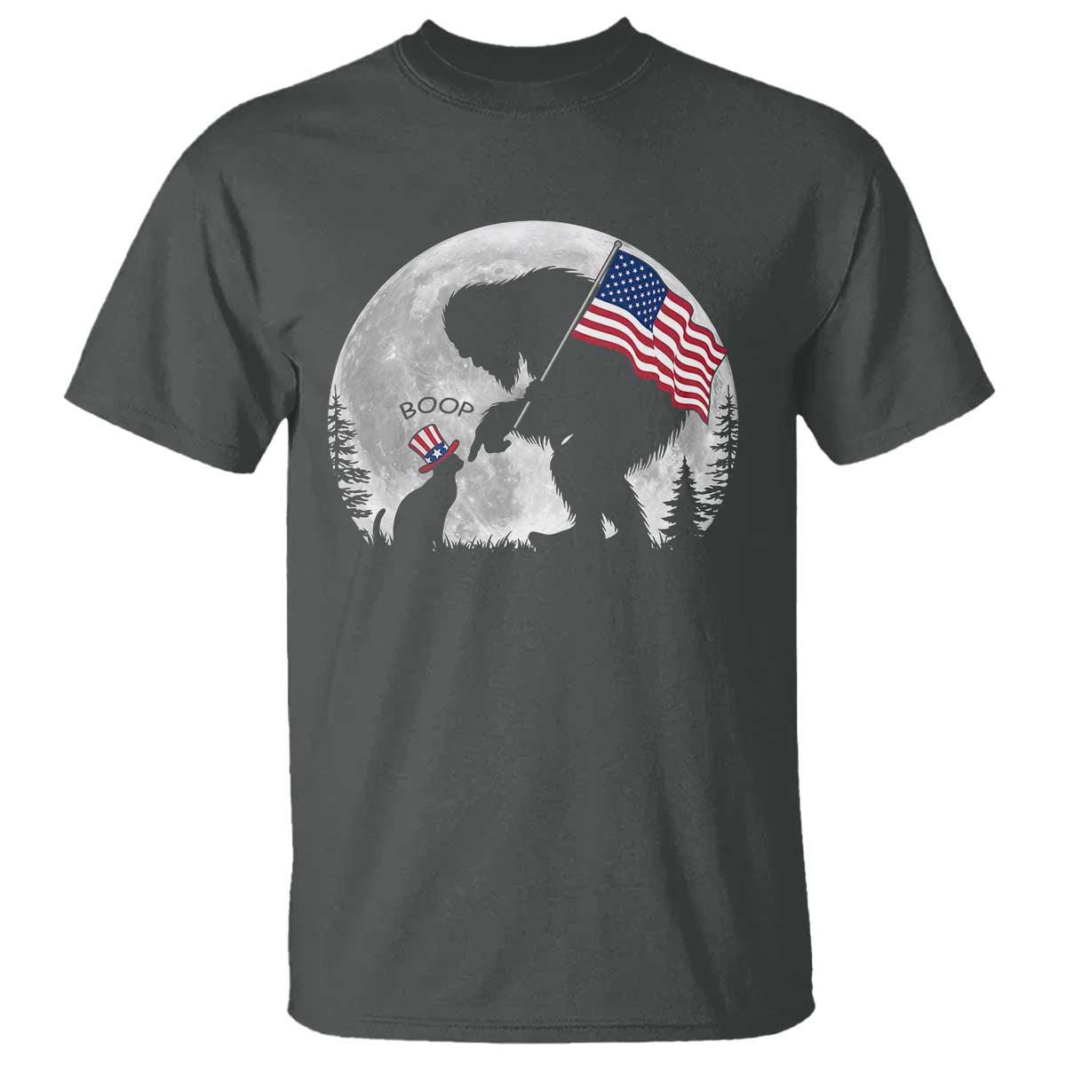 Bigfoot Boop Cat Moon T Shirt Funny Sasquatch Meme 4th of July