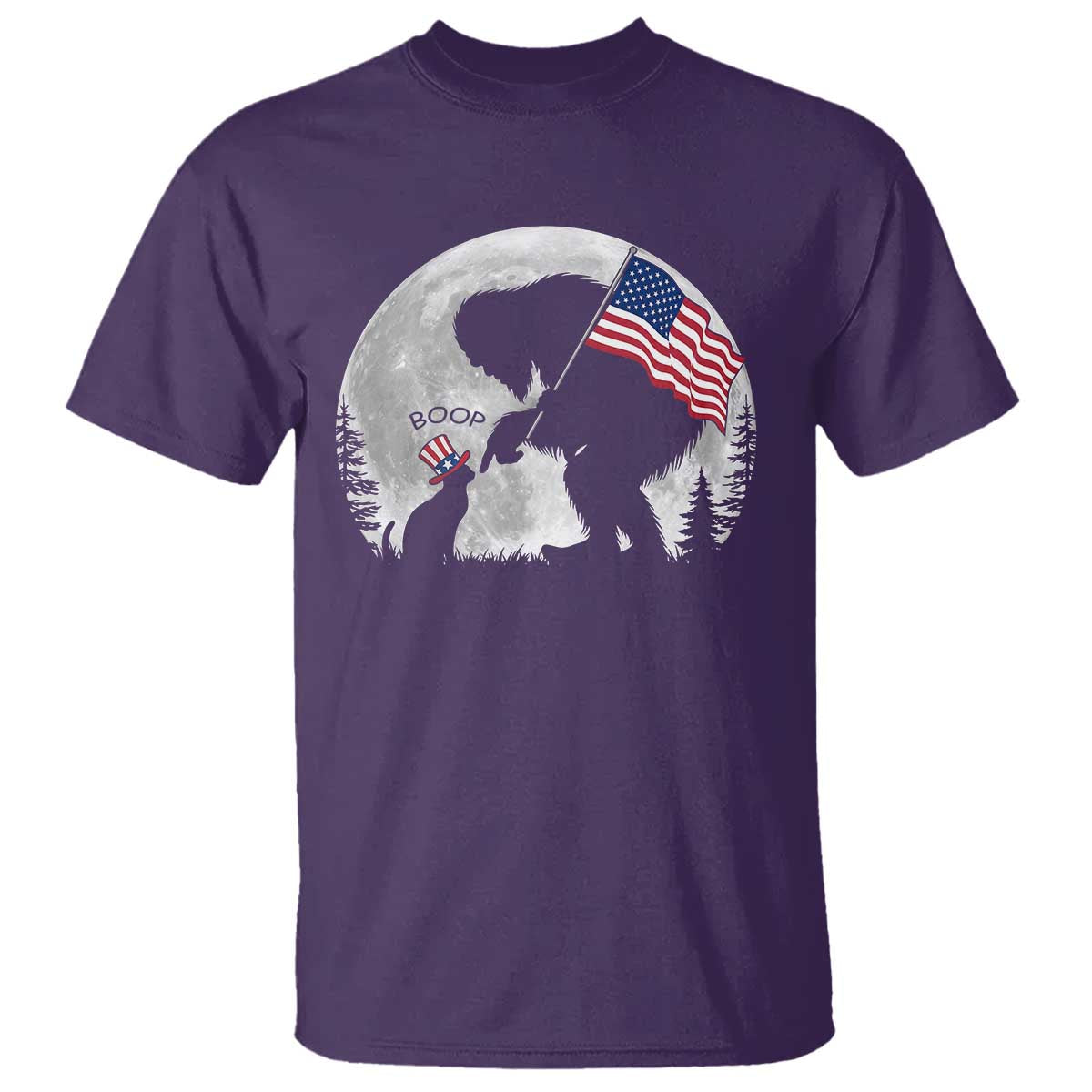 Bigfoot Boop Cat Moon T Shirt Funny Sasquatch Meme 4th of July