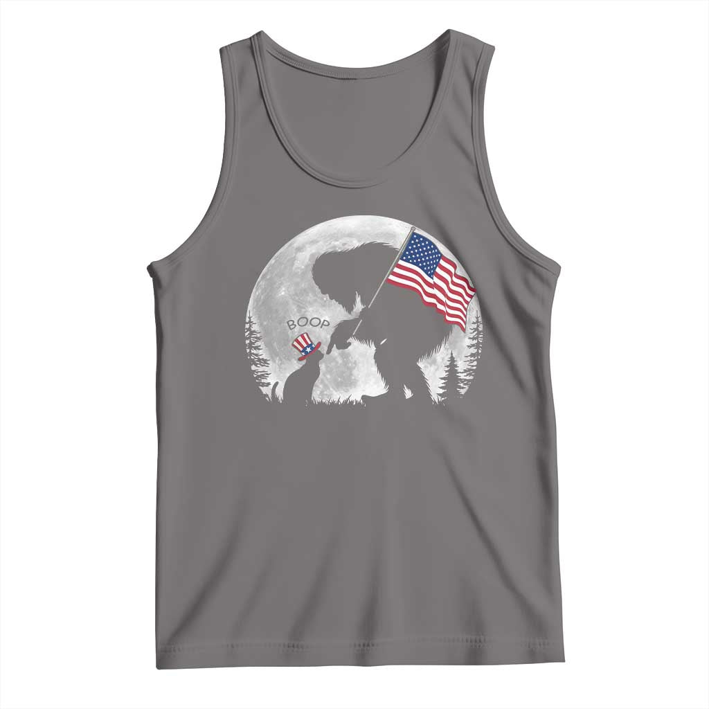 Bigfoot Boop Cat Moon Tank Top Funny Sasquatch Meme 4th of July
