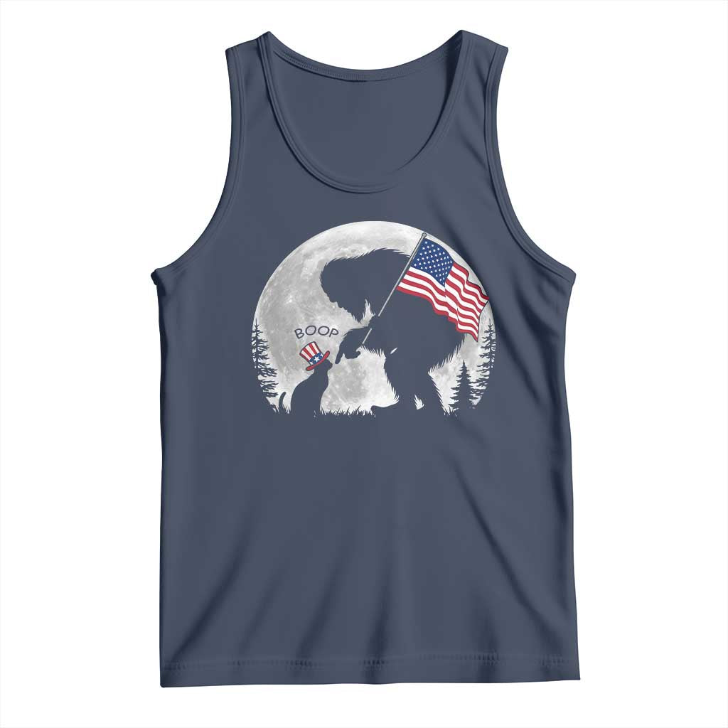 Bigfoot Boop Cat Moon Tank Top Funny Sasquatch Meme 4th of July