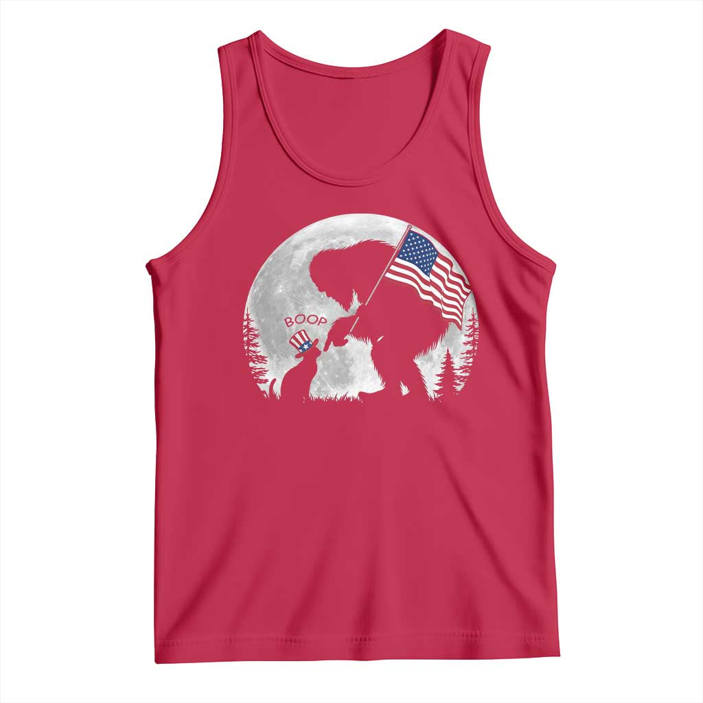 Bigfoot Boop Cat Moon Tank Top Funny Sasquatch Meme 4th of July