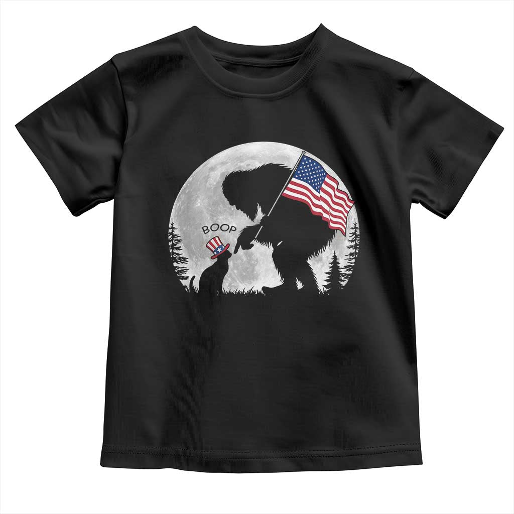 Bigfoot Boop Cat Moon Toddler T Shirt Funny Sasquatch Meme 4th of July