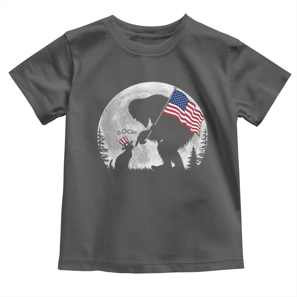 Bigfoot Boop Cat Moon Toddler T Shirt Funny Sasquatch Meme 4th of July