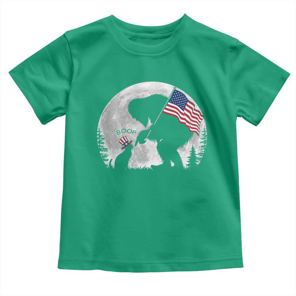 Bigfoot Boop Cat Moon Toddler T Shirt Funny Sasquatch Meme 4th of July