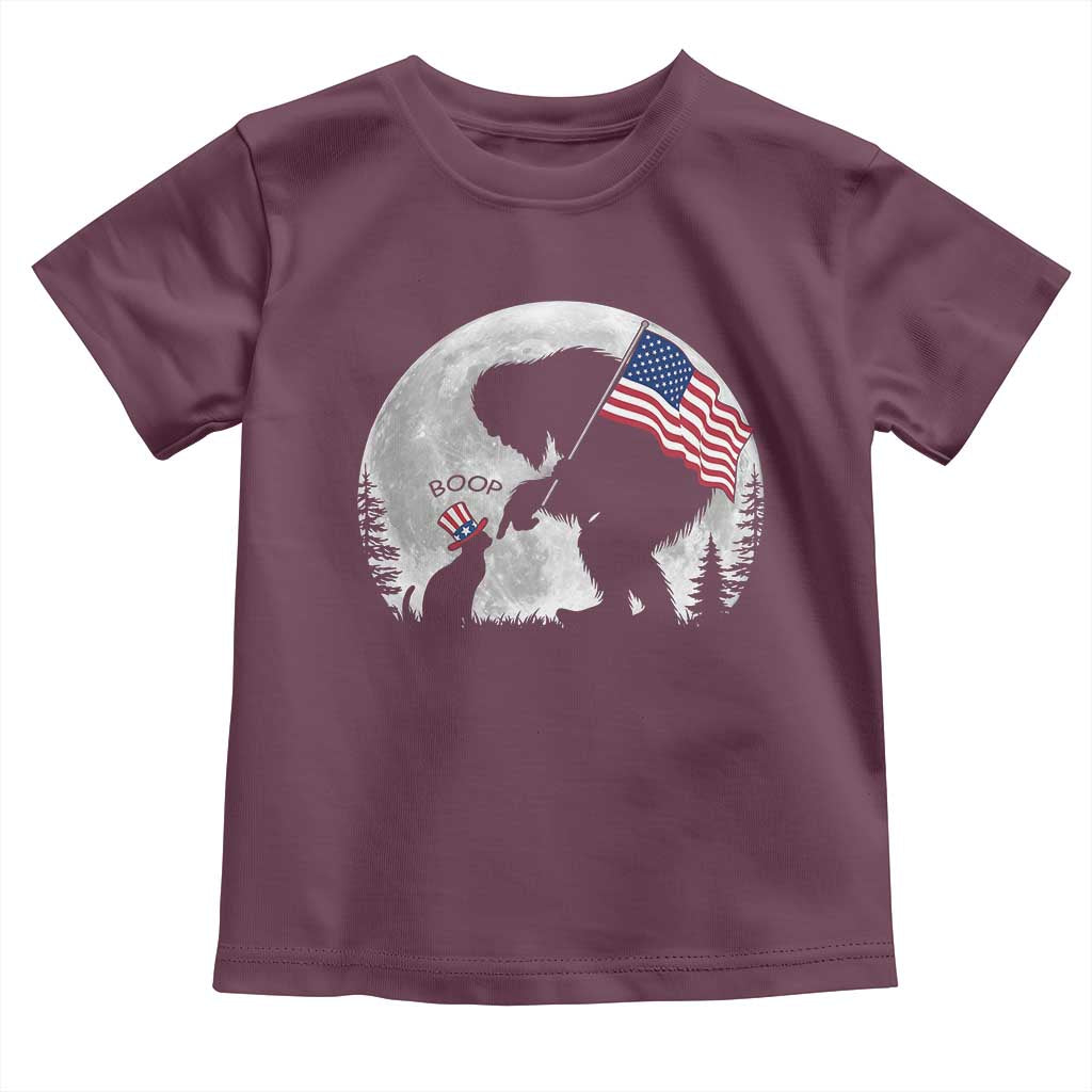 Bigfoot Boop Cat Moon Toddler T Shirt Funny Sasquatch Meme 4th of July