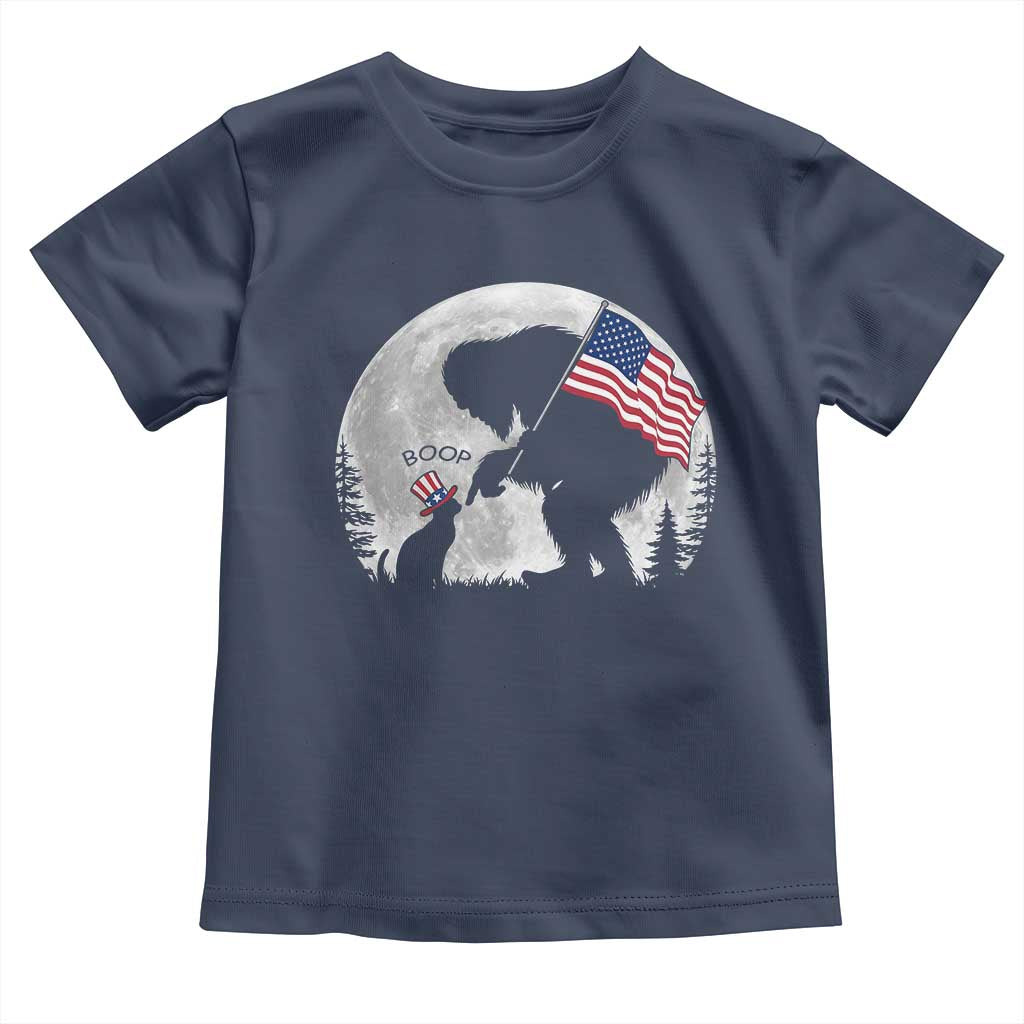 Bigfoot Boop Cat Moon Toddler T Shirt Funny Sasquatch Meme 4th of July