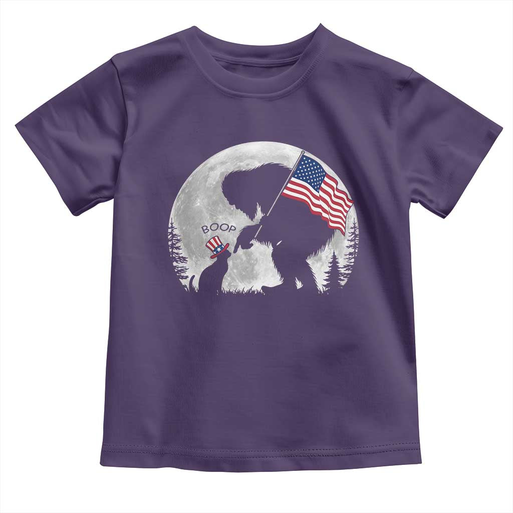 Bigfoot Boop Cat Moon Toddler T Shirt Funny Sasquatch Meme 4th of July