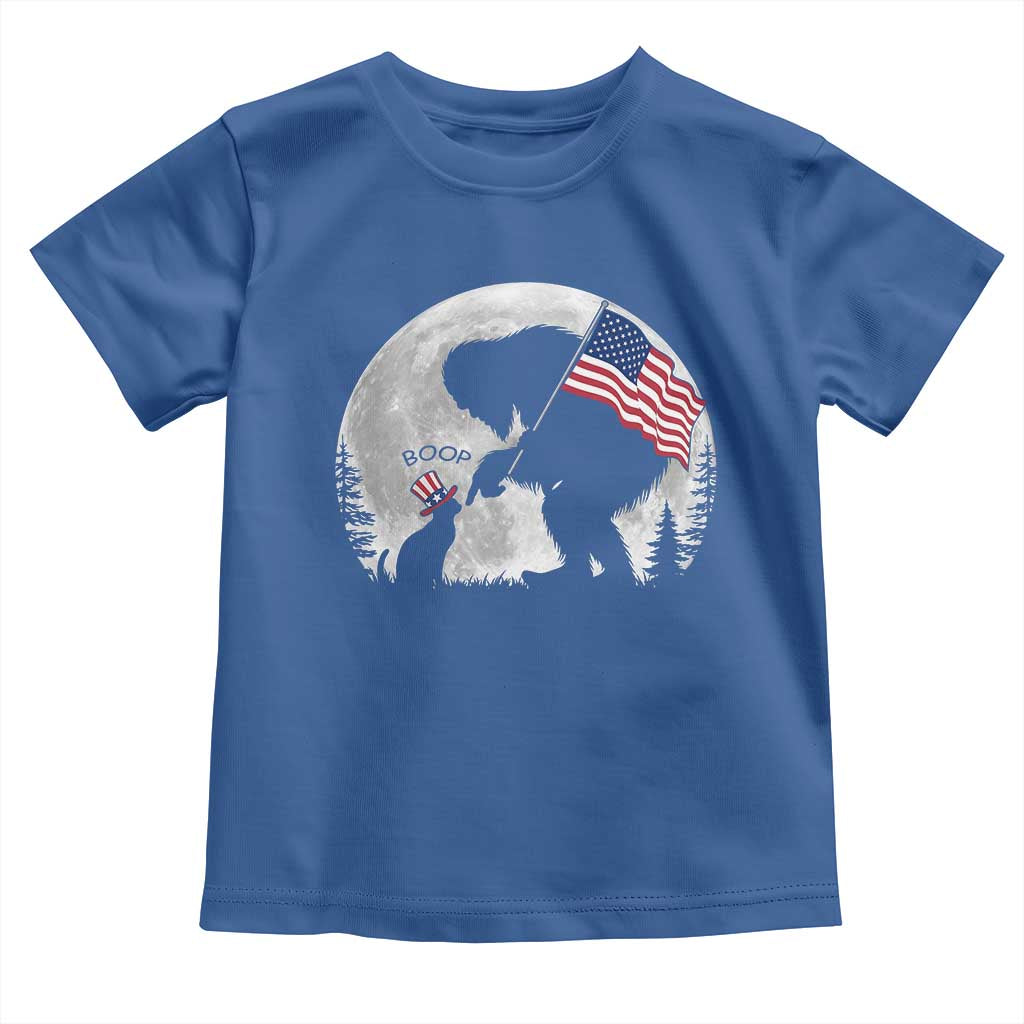 Bigfoot Boop Cat Moon Toddler T Shirt Funny Sasquatch Meme 4th of July