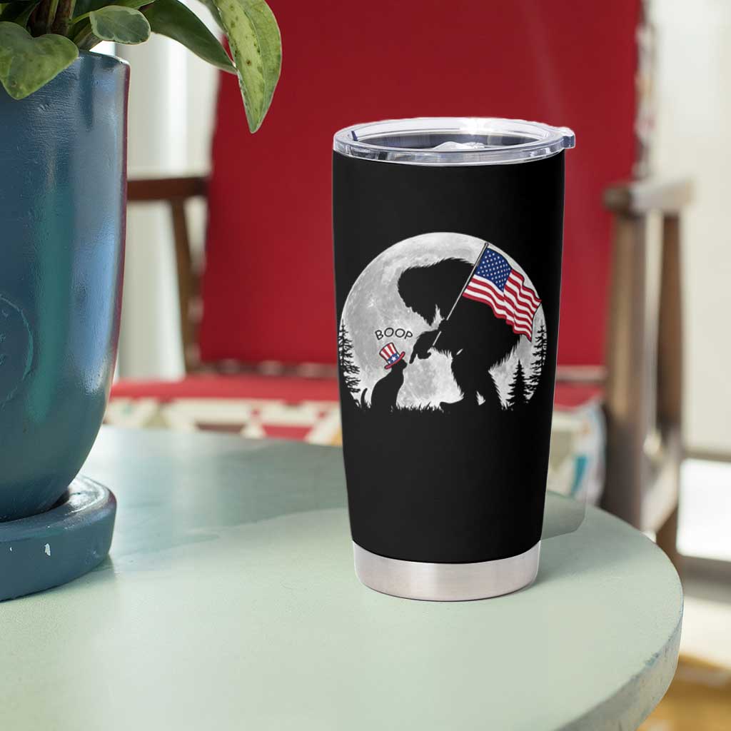 Bigfoot Boop Cat Moon Tumbler Cup Funny Sasquatch Meme 4th of July