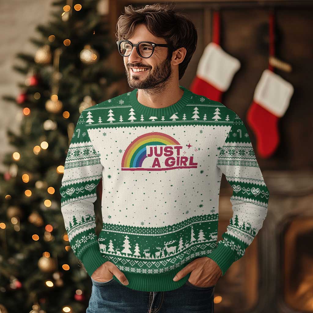 Just A Girl LGBTQ Pride Month Ugly Christmas Sweater