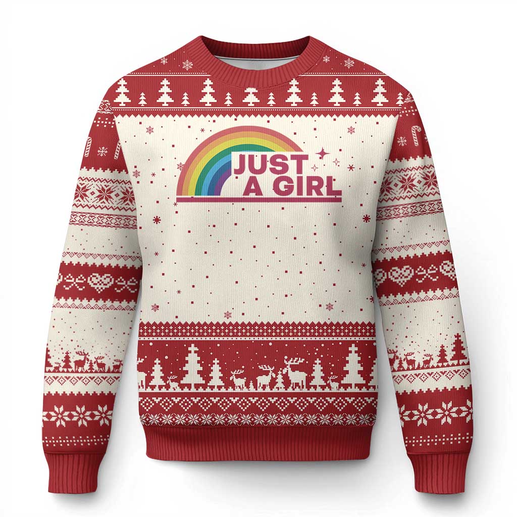 Just A Girl LGBTQ Pride Month Ugly Christmas Sweater