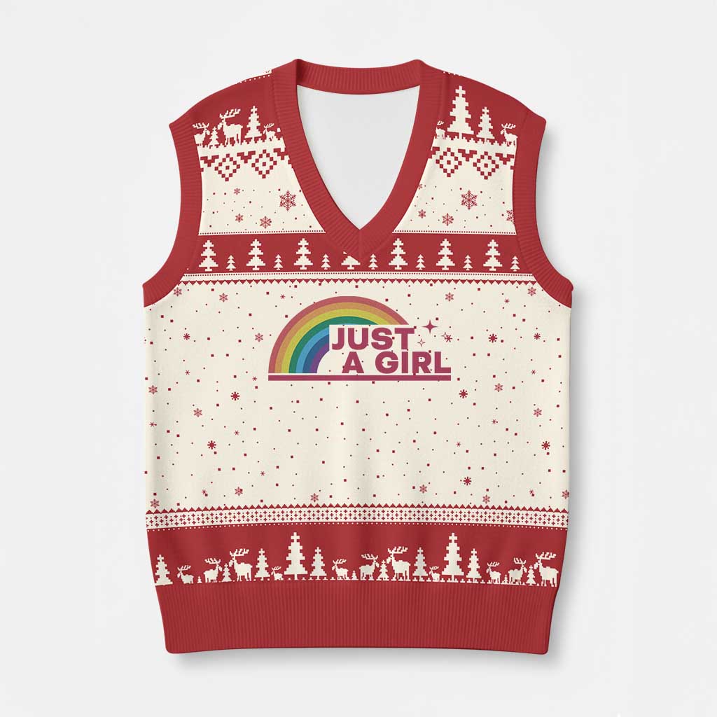 Just A Girl LGBTQ Pride Month V-Neck Knit Sweater Vest