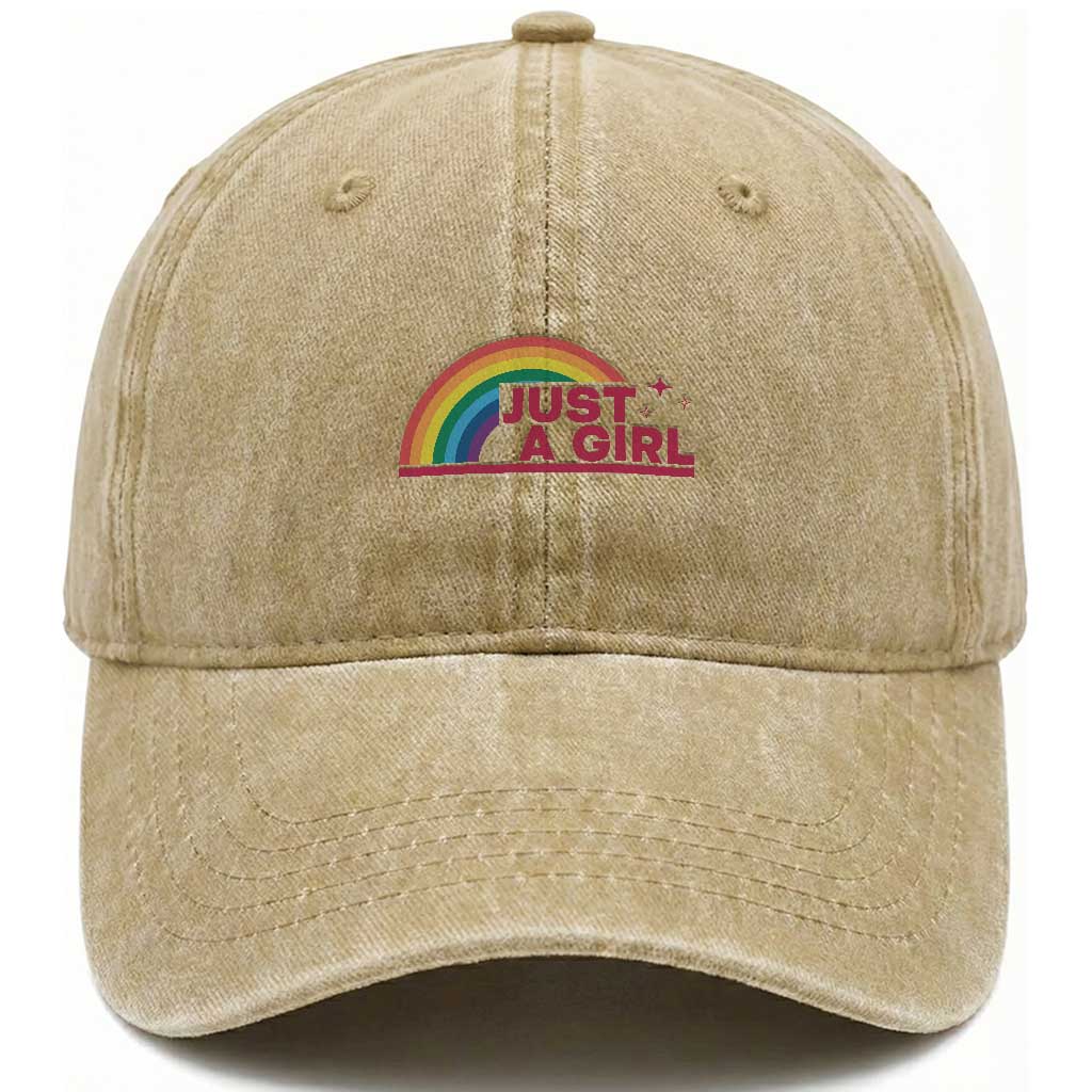 Just A Girl LGBTQ Pride Month Washed Cotton Baseball Cap