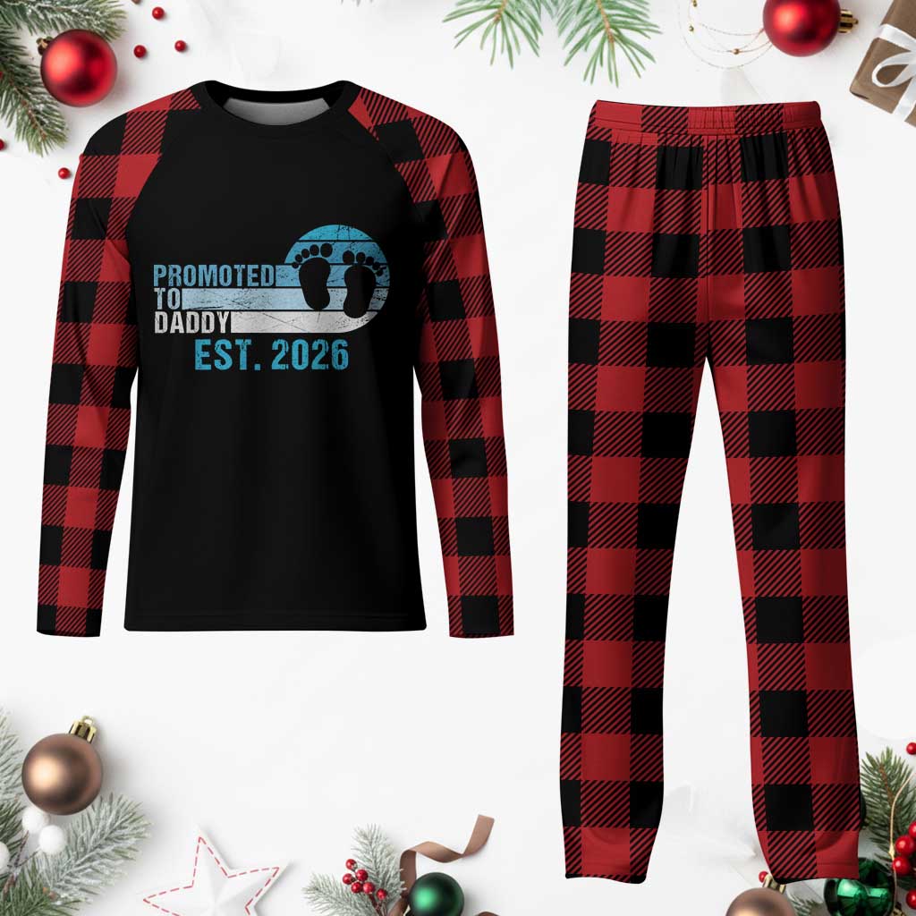 Promoted to Daddy 2026 Plaid Pajama Set Funny Pregnancy Reveal