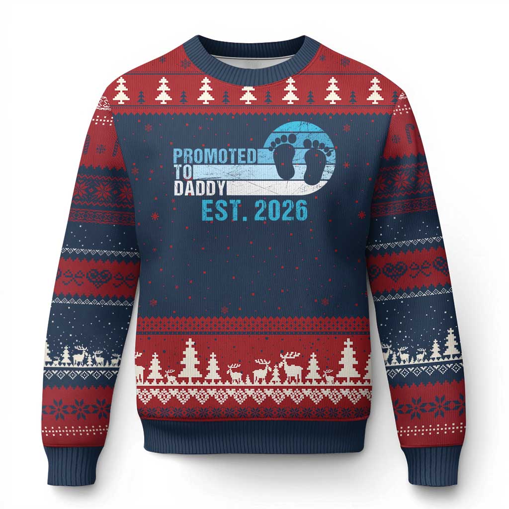 Promoted to Daddy 2026 Ugly Christmas Sweater Funny Pregnancy Reveal