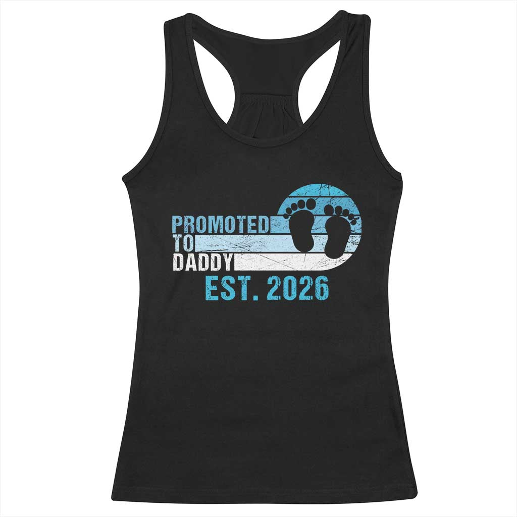 Promoted to Daddy 2026 Racerback Tank Top Funny Pregnancy Reveal
