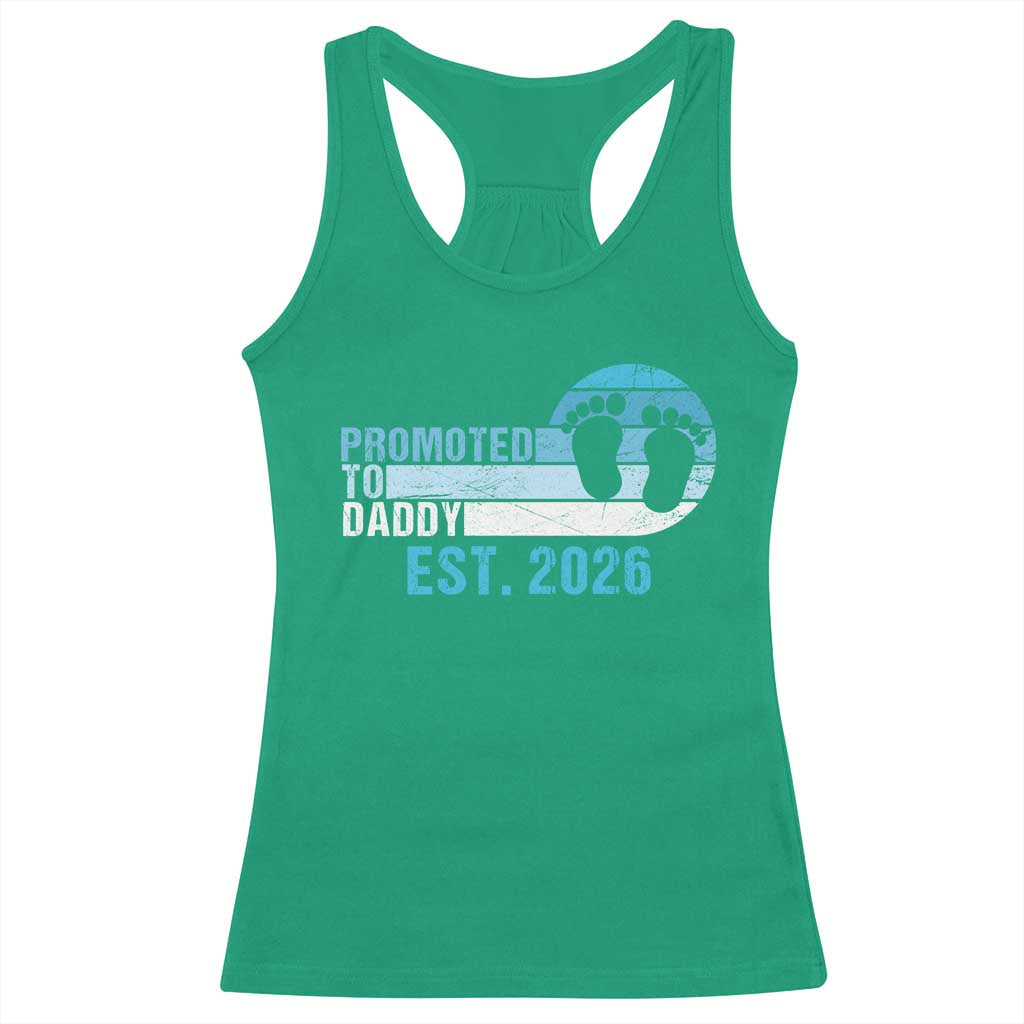 Promoted to Daddy 2026 Racerback Tank Top Funny Pregnancy Reveal