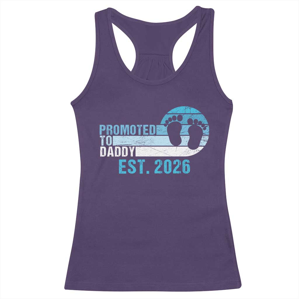 Promoted to Daddy 2026 Racerback Tank Top Funny Pregnancy Reveal