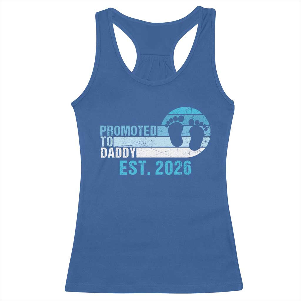 Promoted to Daddy 2026 Racerback Tank Top Funny Pregnancy Reveal