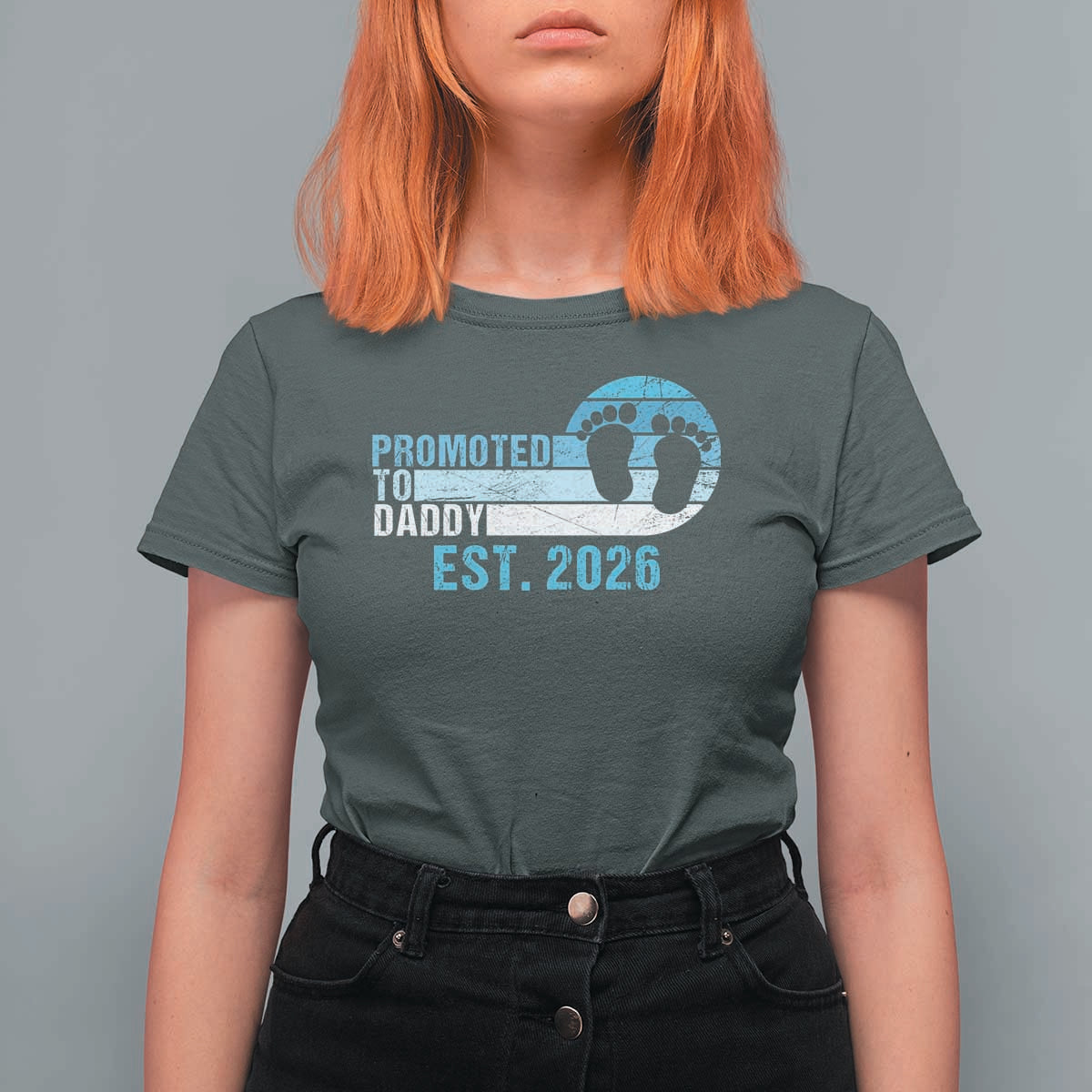 Promoted to Daddy 2026 T Shirt For Women Funny Pregnancy Reveal