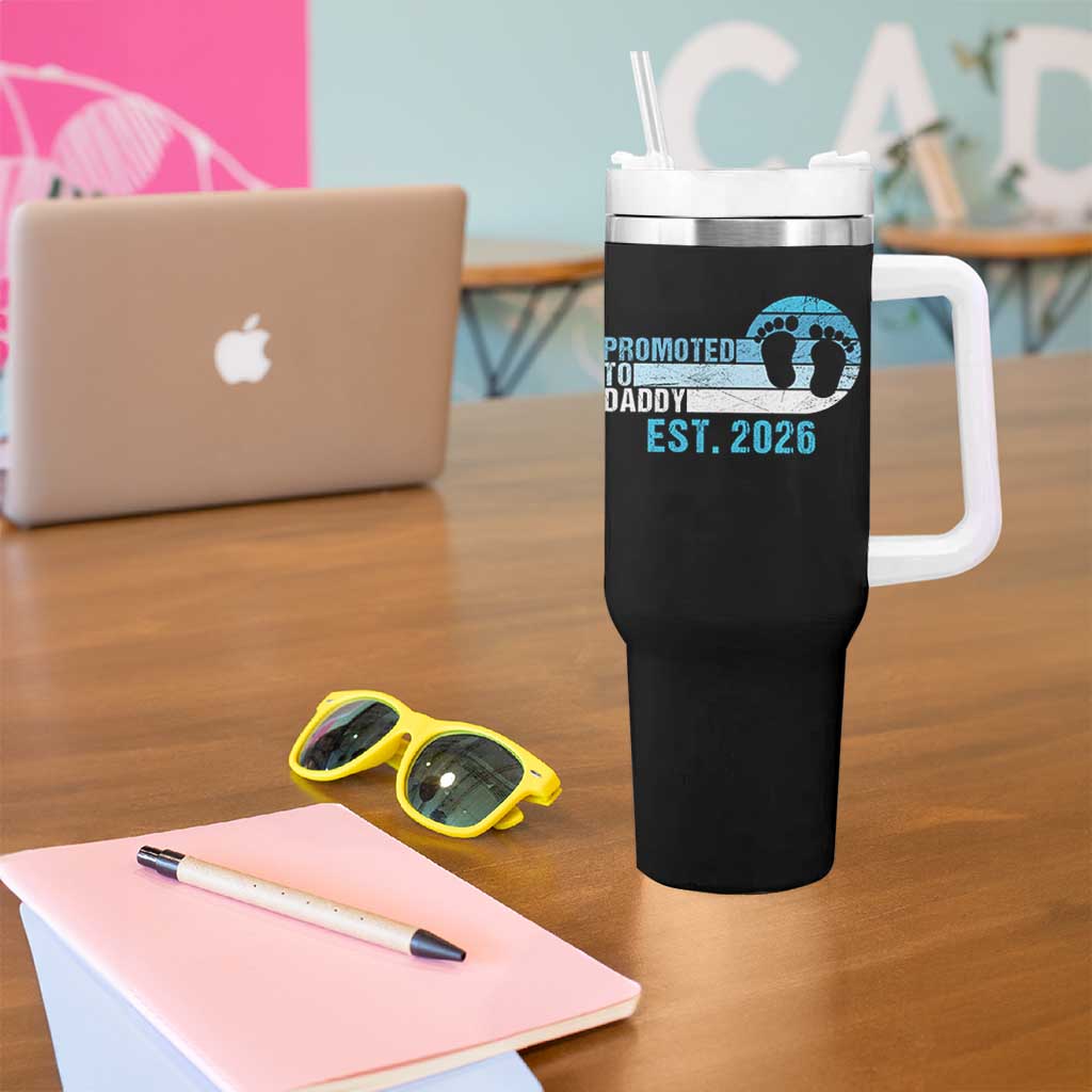 Promoted to Daddy 2026 Tumbler With Handle Funny Pregnancy Reveal