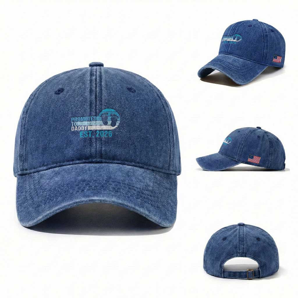 Promoted to Daddy 2026 Washed Cotton Baseball Cap Funny Pregnancy Reveal
