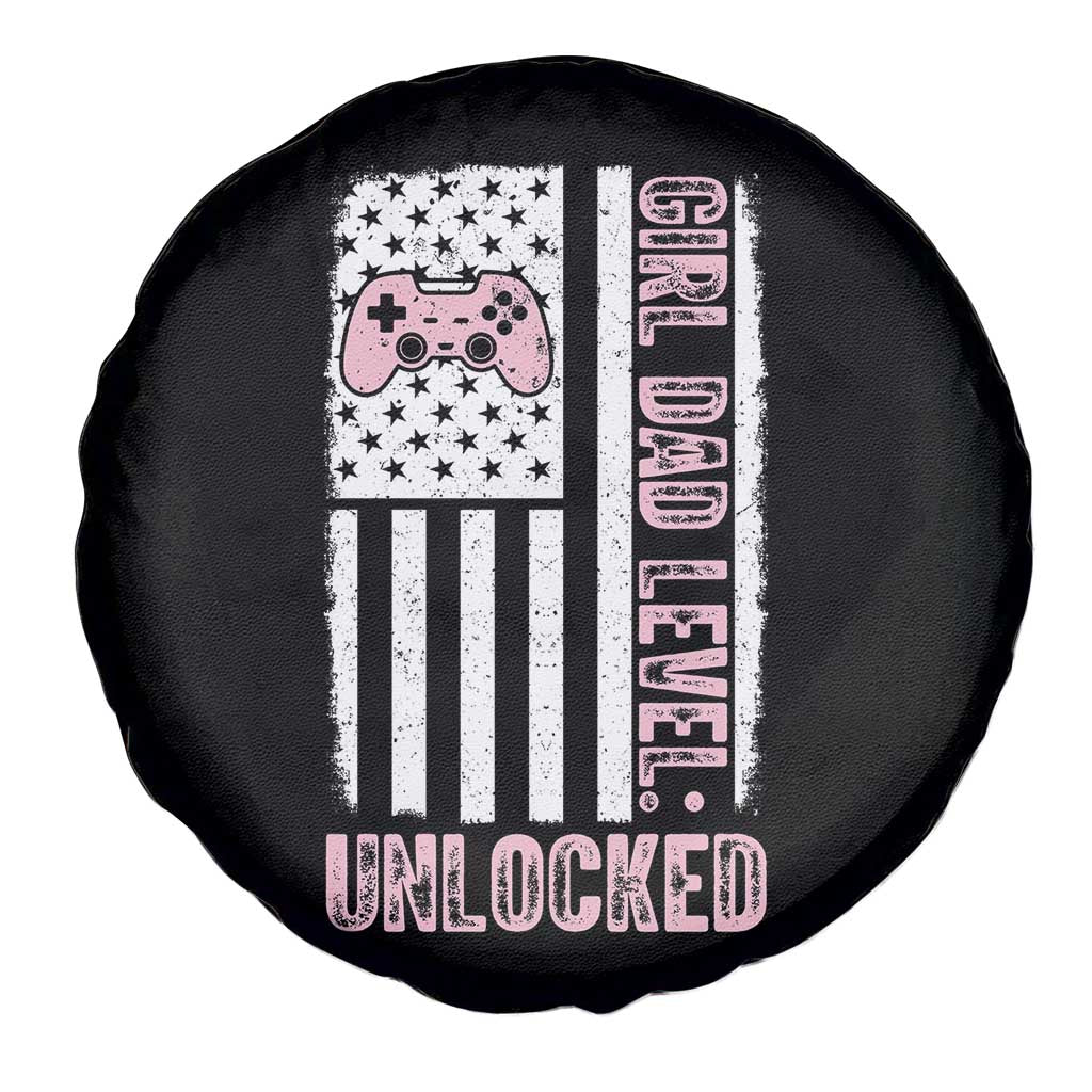 Girl Dad Level Unlocked Spare Tire Cover Funny New Dad