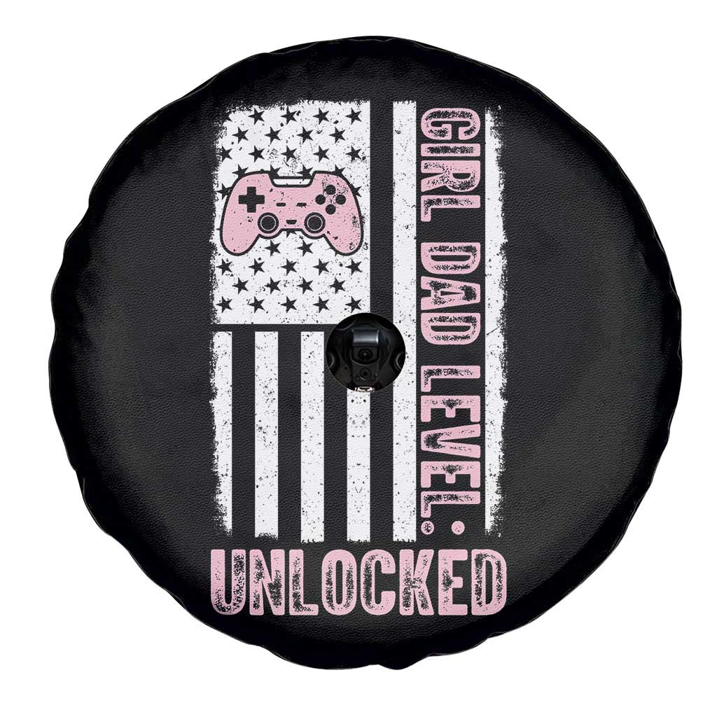 Girl Dad Level Unlocked Spare Tire Cover Funny New Dad